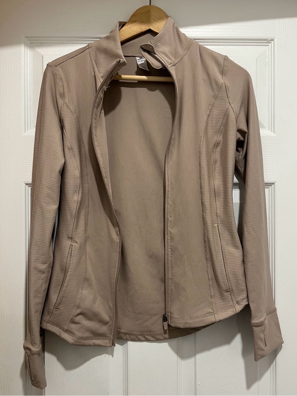 90 Degree By Reflex Women's Light Taupe Zip-Front Bomber Jacket